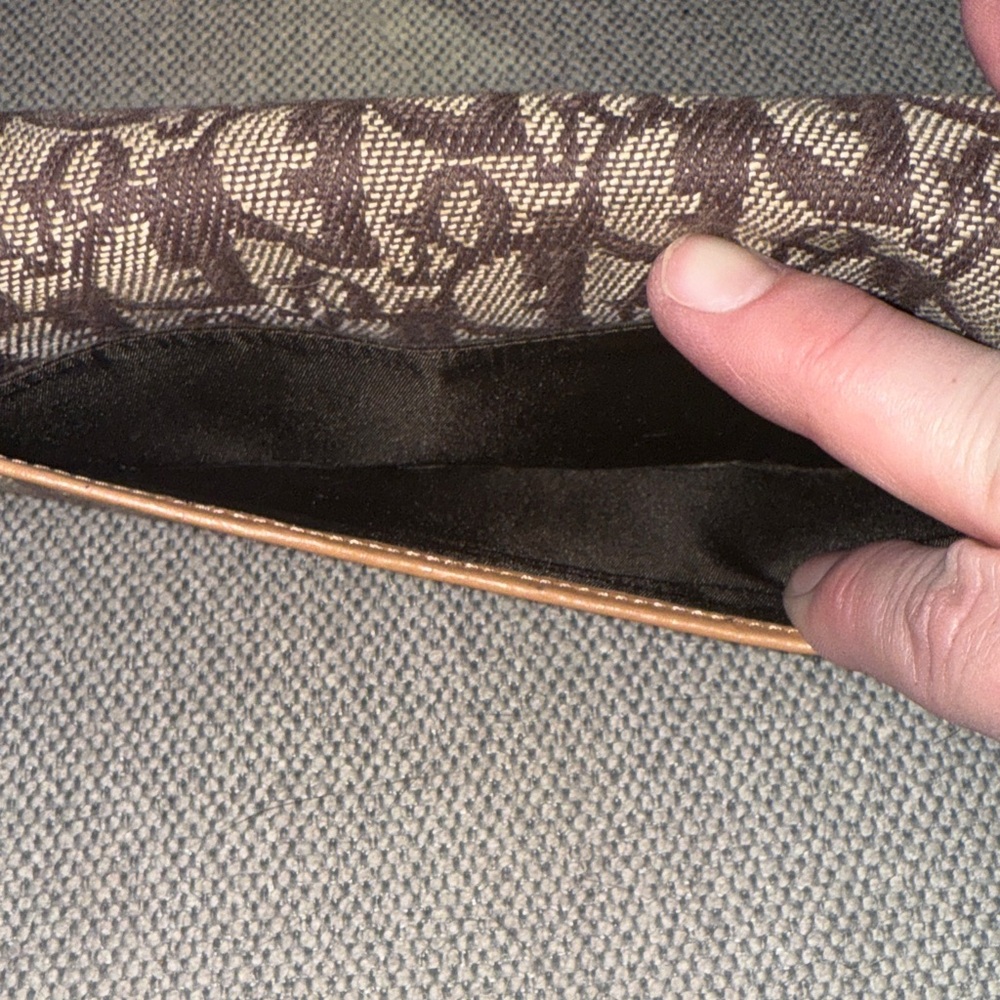 Dior Tan and Brown Monogram Wallet with snap clip close pouch. - Picture 13 of 13